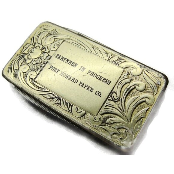 Partners Progress Fort Howard Paper Co Knife File Money Clip Stainless Steel Vtg - Picture 2 of 12